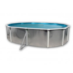 Pool oval Hors sol 550 x 366 x 120 wall rigid galvanized Silver Luna White Oval TOI