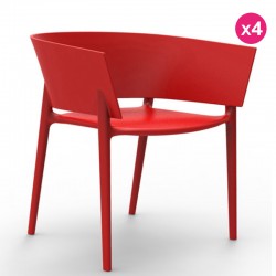 Lot de 4 Chaises Vondom Design Africa Rouge