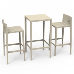 Ensemble Spritz table et 2 tabourets Vondom hauteur d'assise 76cm écru