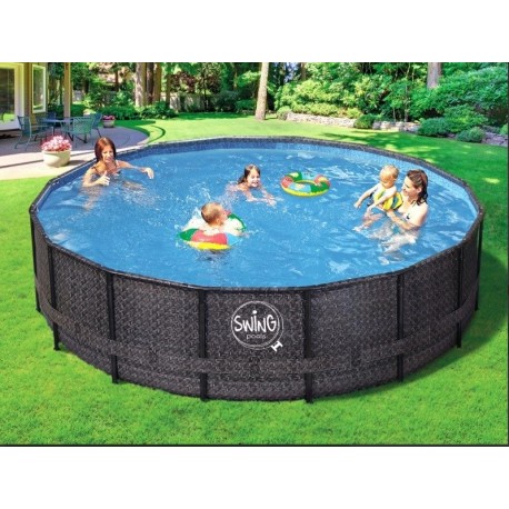 Piscina Swing Elite Round Design ratán 427x107