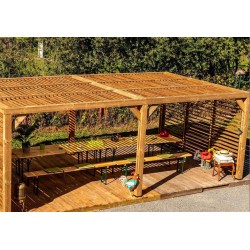 Habrita wooden pergola 614x341 with mobile suction cups on roof and 2 sides