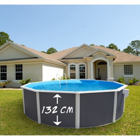 Above ground pool TOI Magnum round 350x132 with complete kit Anthracite