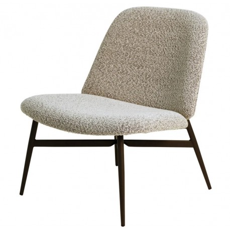 Lot de 2 Fauteuils Bala effet bouclette Blanche Piétement Métal Noir VeryForma