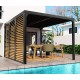 Pergola Bioclimatique Habrita aluminium 10,80 m2 ventelles imitation bois côté 3.6m