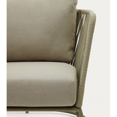 Saco outdoor armchair in rope and green steel VeryForma