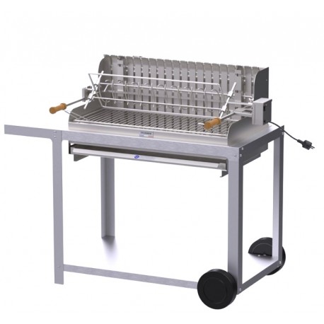 Le Marquier Irissarry Barbacoa de acero inoxidable con carro y asador