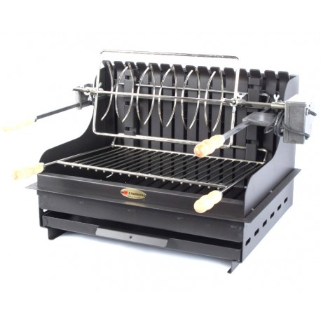 Barbecue Le Marquier Mendy acier noir avec Tournebroche 62x45